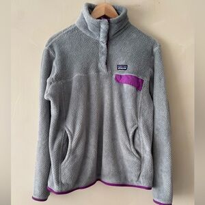 Patagonia Women's Gray Sweatshirt with Purple Accents L 505